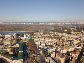 Image showing Aerial view of the central part of Kiev and Hydropark and left bank district, Ukraine