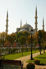 Image showing view of the park and blue mosque