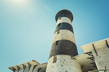 Image showing Tall lighthouse on the sea