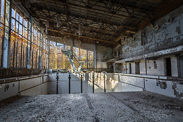 Image showing The Abandoned swimming pool in Pripyat, Chernobyl exclusion Zone 2019