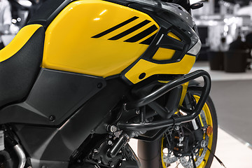 Image showing Modern motorcycle closeup photo