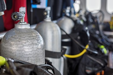 Image showing Diving Cylinders on the boat