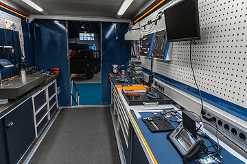 Image showing Mobile industrial workshop set up inside of truck