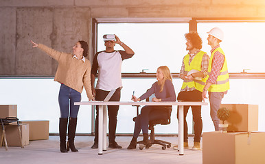 Image showing group of multiethnic business people on construction site