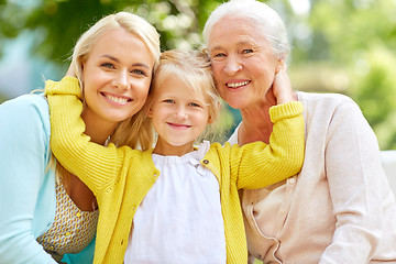 Image showing woman with daughter and senior mother at park