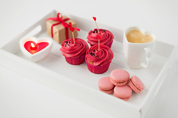 Image showing close up of red sweets for valentines day