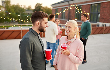 Image showing friends with non alcoholic drinks at rooftop party