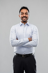 Image showing indian businessman in shirt over grey background