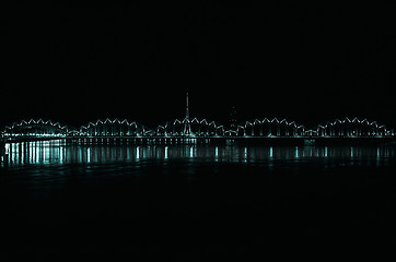 Image showing Railroad Bridge In The Night