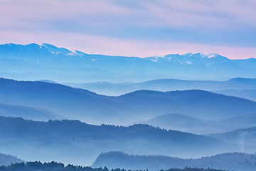 Image showing Mountain Ranges in The Fog