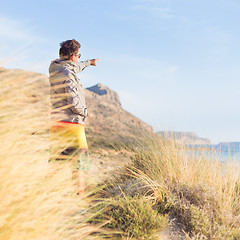 Image showing Free active man enjoying beauty of nature.