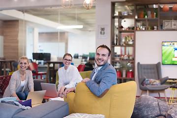 Image showing Startup Business Team At A Meeting at modern office building