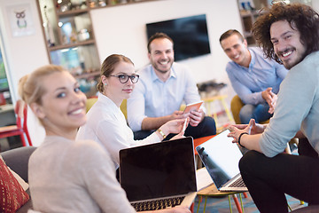 Image showing Startup Business Team At A Meeting at modern office building