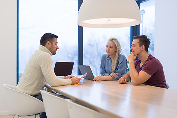 Image showing Startup Business Team At A Meeting at modern office building