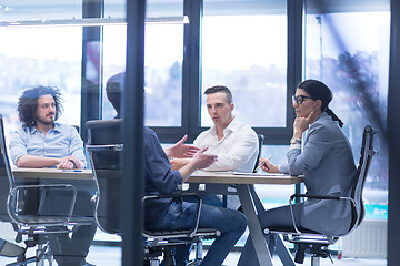 Image showing Startup Business Team At A Meeting at modern office building