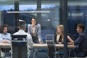 Image showing Startup Business Team At A Meeting at modern office building