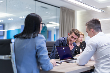 Image showing Startup Business Team At A Meeting at modern office building