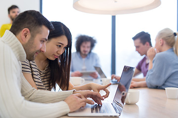 Image showing Startup Business Team At A Meeting at modern office building