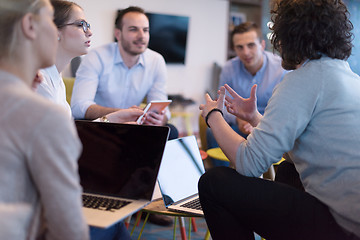 Image showing Startup Business Team At A Meeting at modern office building