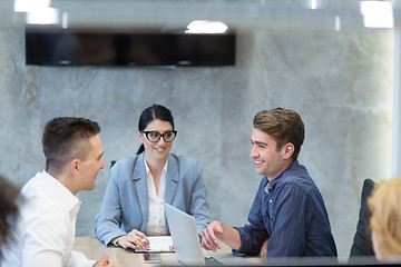 Image showing Startup Business Team At A Meeting at modern office building