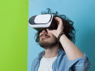 Image showing man using VR headset glasses of virtual reality