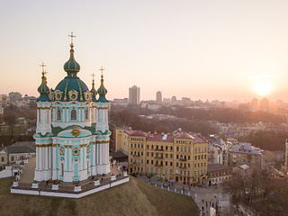 Image showing View of St. Andrew\'s Church and the historical Podol part of the city Kiev, Ukraine