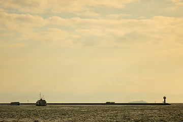 Image showing Landscape panoramic view from the sea to the historical part of Istanbul, Turkey.