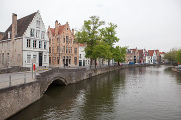 Image showing Scenic cityscape with Green canal,