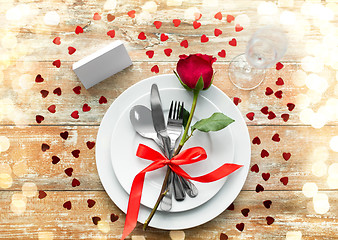 Image showing close up of table setting for valentines day