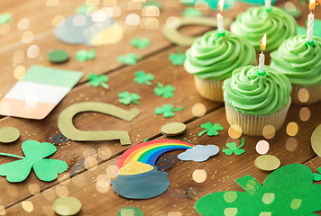 Image showing green cupcakes and st patricks day party props