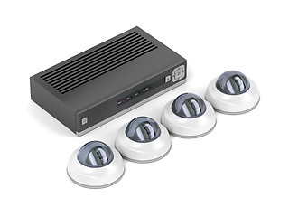 Image showing Dome security cameras and digital video recorder