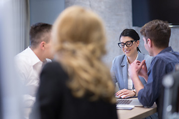 Image showing Startup Business Team At A Meeting at modern office building