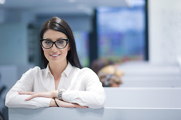 Image showing female call centre operator doing her job