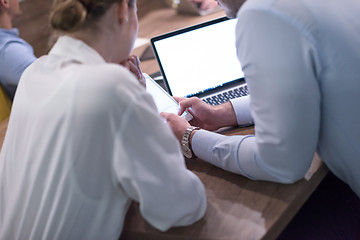 Image showing Startup Business Team At A Meeting at modern office building