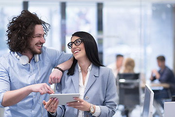 Image showing Business People Working With Tablet in startup office