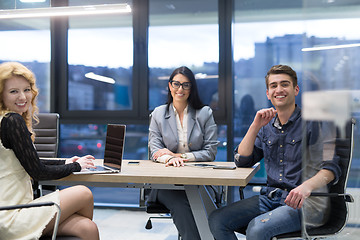 Image showing Startup Business Team At A Meeting at modern office building