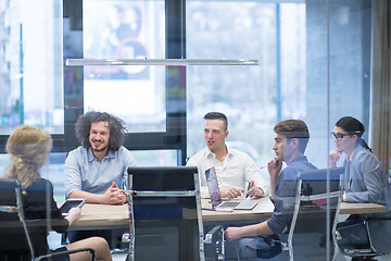 Image showing Startup Business Team At A Meeting at modern office building