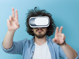 Image showing man using VR headset glasses of virtual reality