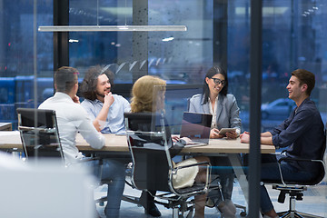 Image showing Startup Business Team At A Meeting at modern office building