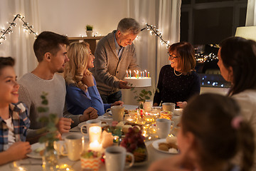 Image showing happy family having birthday party at home