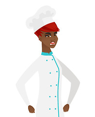 Image showing Young african-american angry chef screaming.