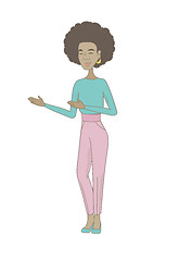 Image showing Young african-american hippie woman gesturing.