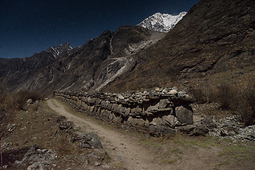 Image showing Night landscape in Langtand valley trek