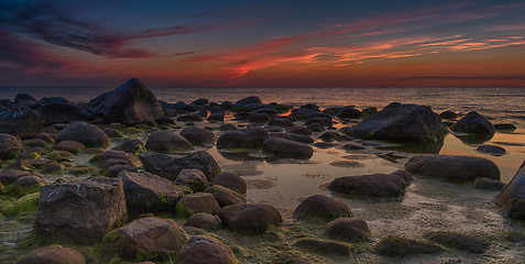 Image showing Colorful sunset over Baltic sea