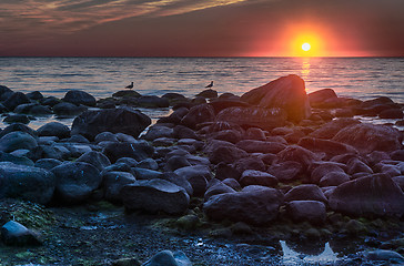 Image showing Colorful sunset over Baltic sea