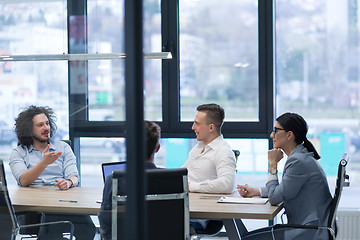 Image showing Startup Business Team At A Meeting at modern office building