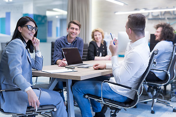 Image showing Startup Business Team At A Meeting at modern office building