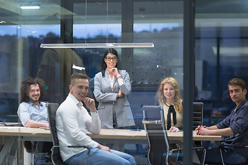 Image showing Startup Business Team At A Meeting at modern office building