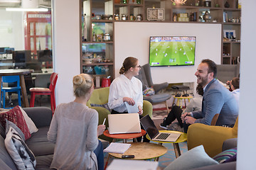 Image showing Startup Business Team At A Meeting at modern office building