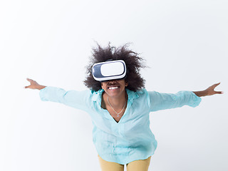 Image showing black girl using VR headset glasses of virtual reality